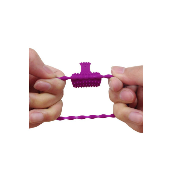 Anneau violet vibrant silicone avec langue picot 